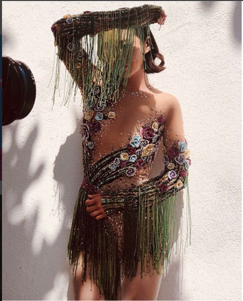 Aimee Song — Custom Embroidered Bodysuit